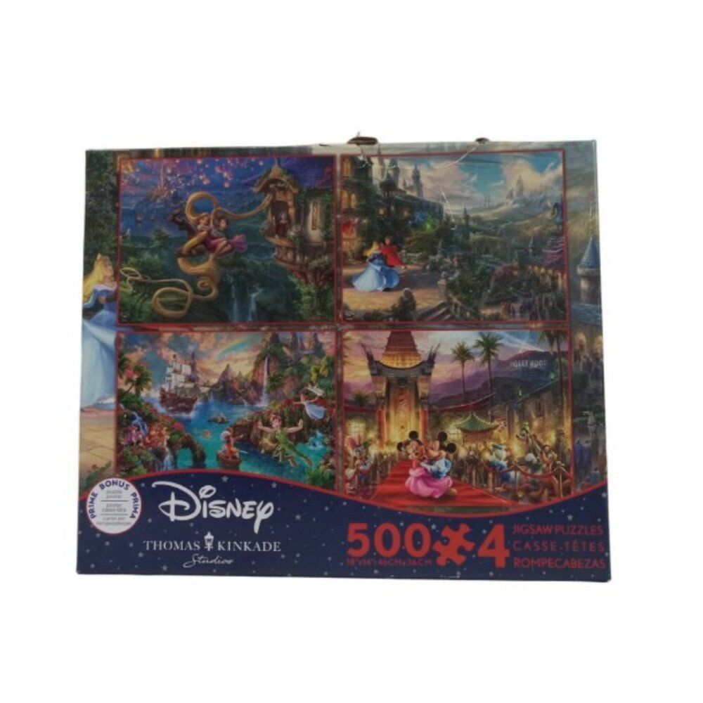 Thomas Kinkade Studios 4 in 1 Assorted Disney Jigsaw Puzzles 500 Piece 18inx14in